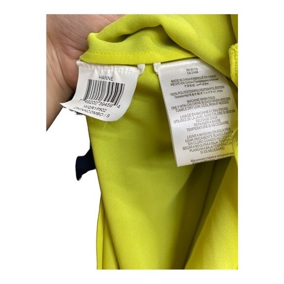 BCBGMaxAzria Blue and Neon YellowSheer Asymmetrical High Low Tank size S- NWOT - Picture 7 of 7